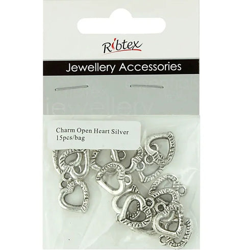 Metal Alloy Open Heart Charms